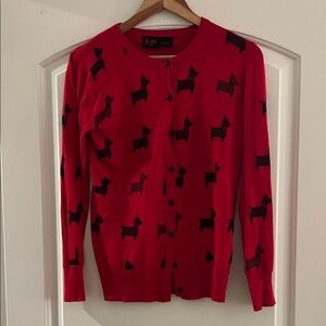 Folter Bright Red Cardigan with Dog Design